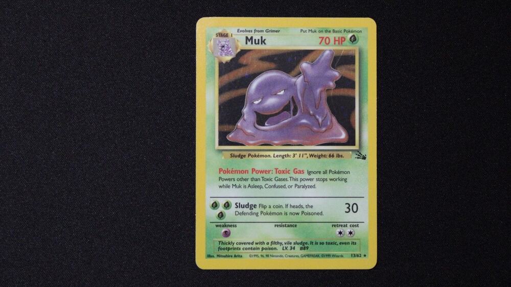 Pokemon Card Muk 13/62 Fossil Set Vintage Holo Rare LP Excellent WOTC